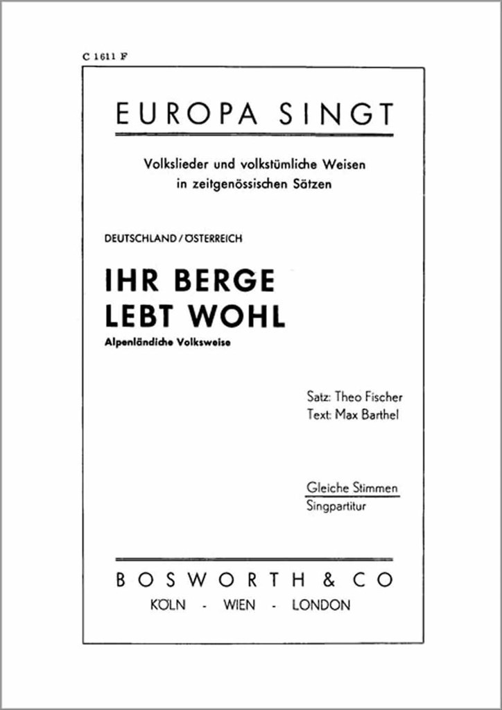 Ihr Berge lebt wohl